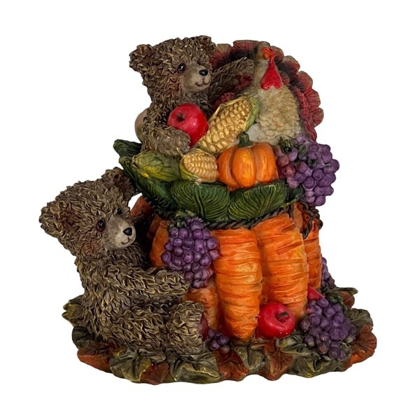 Thanksgiving Fall Decor Figurine Harvest Turkey Bear Resin Table Top Centerpiece - Picture 3 of 7